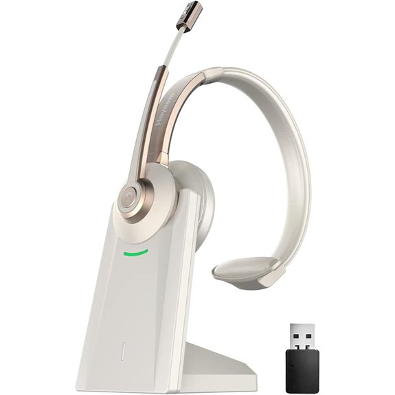 Wireless Bluetooth Headset with Mic and Charging Dock