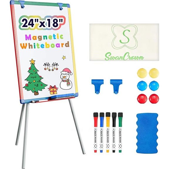 Kids' 24x18 Magnetic Whiteboard with Adjustable Stand
