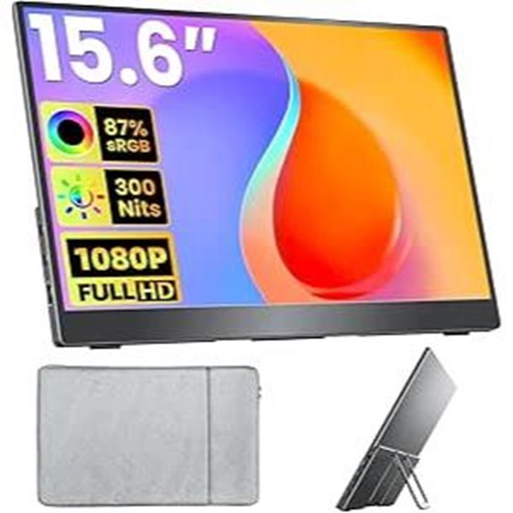 Portable 15.6 FHD Travel Monitor with Speakers