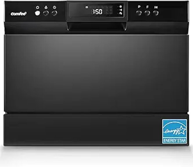 COMFEE Countertop Dishwasher 6 Place 8 Programs Black