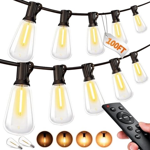 Outdoor String LED Patio Lights with Remote and Connectable Bulbs