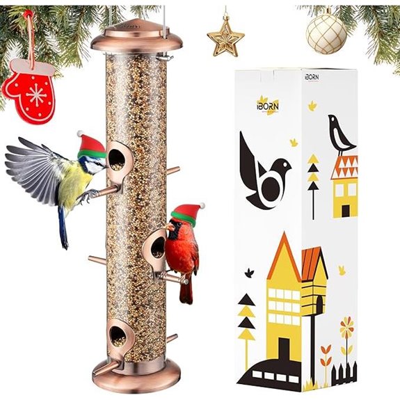 iBorn Metal Bird Feeder with Copper Finish (14-inch)