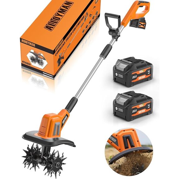 Alloyman 20V Cordless Garden Tiller with Batteries