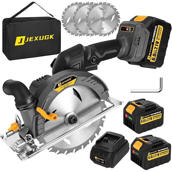 Cordless Circular Saw with Dual Batteries and Blades