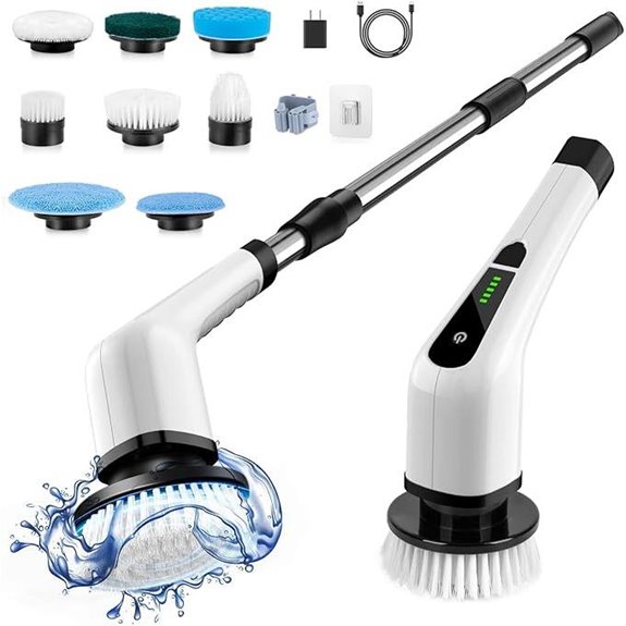 Cordless Electric Spin Scrubber with 8 Brush Heads