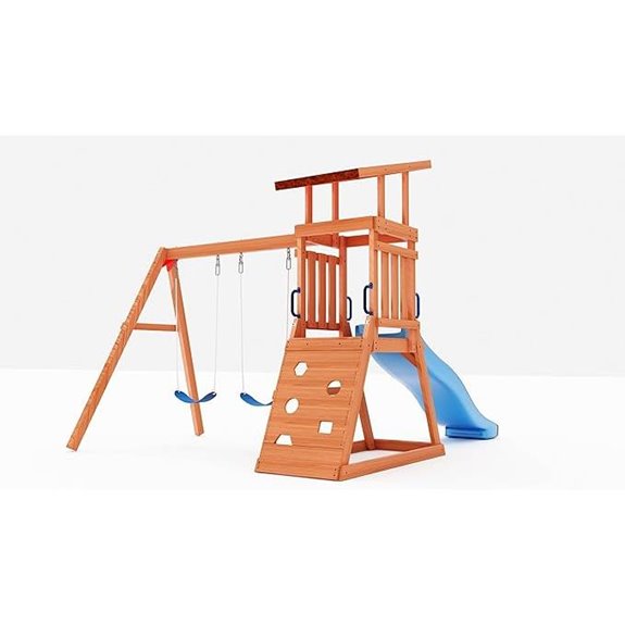 Dolphin Wooden Playground Set with Swings and Slide