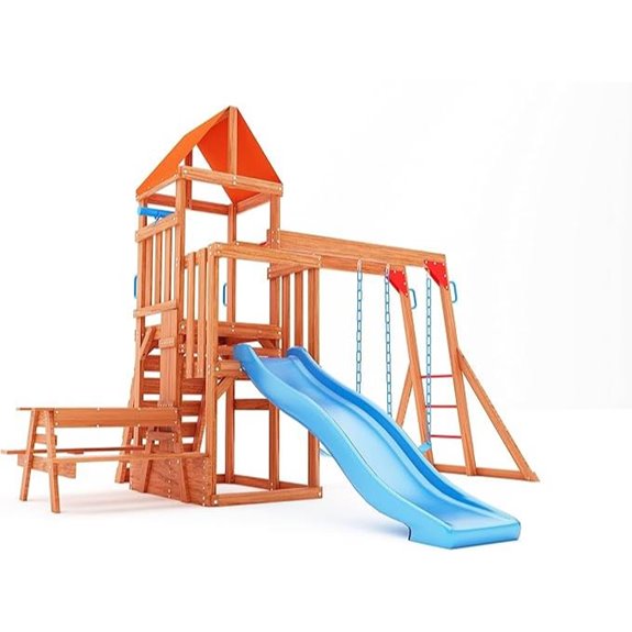 Dolphin Wooden Playground Set with Swings and Slide