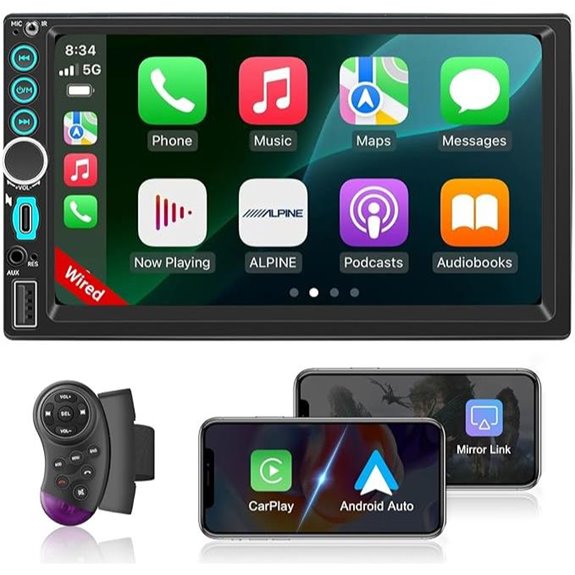 Double Din Car Stereo with Apple Carplay & Touchscreen