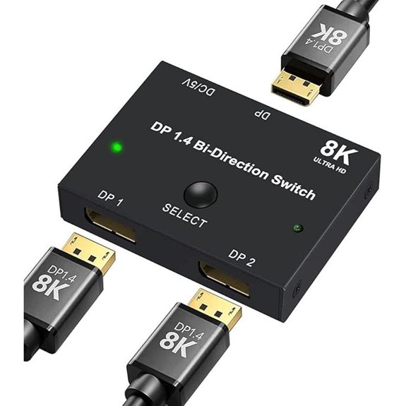 DisplayPort Switch Box 2-in-1-out 8K/4K Compatibility