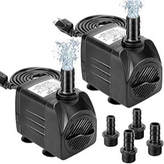 GROWNEER 2-Pack 550GPH Submersible Fountain Water Pump