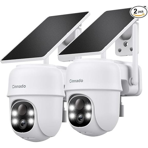 2K WiFi Outdoor Security Cameras with Solar (2 Pack)
