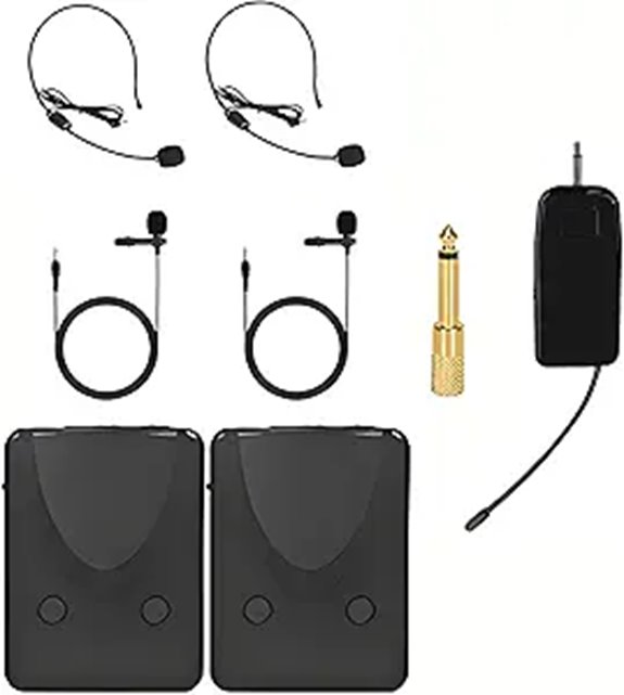 Wireless Microphone System with Dual Mics and Portable Kit
