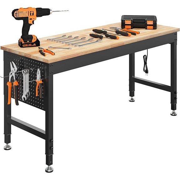 Heavy Duty 60 Workbench with Pegboard and Outlets