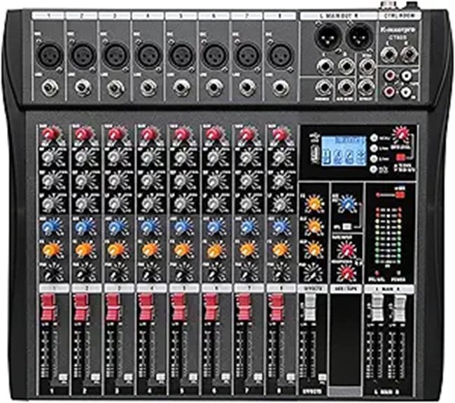 8-Channel Audio Mixer with USB & Phantom Power