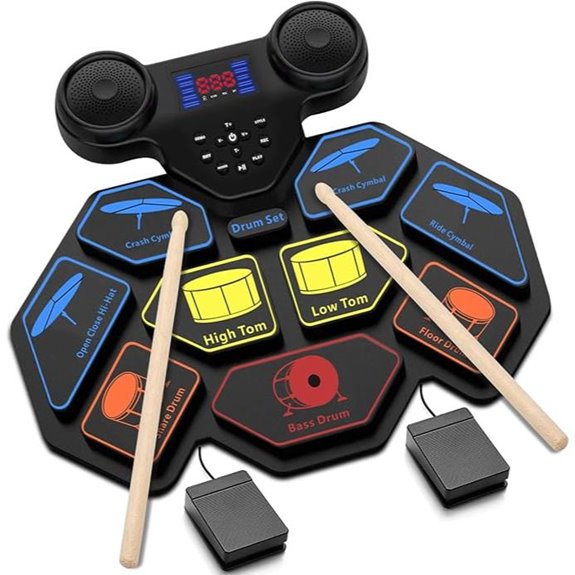 Electronic Roll-Up Electric Drum Set with Sticks & Pedals