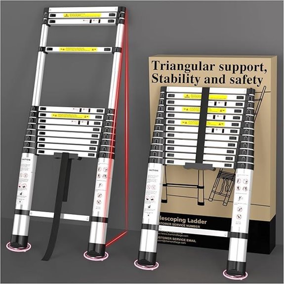Adjustable Telescoping Ladder 12.5 FT Aluminum 330lbs