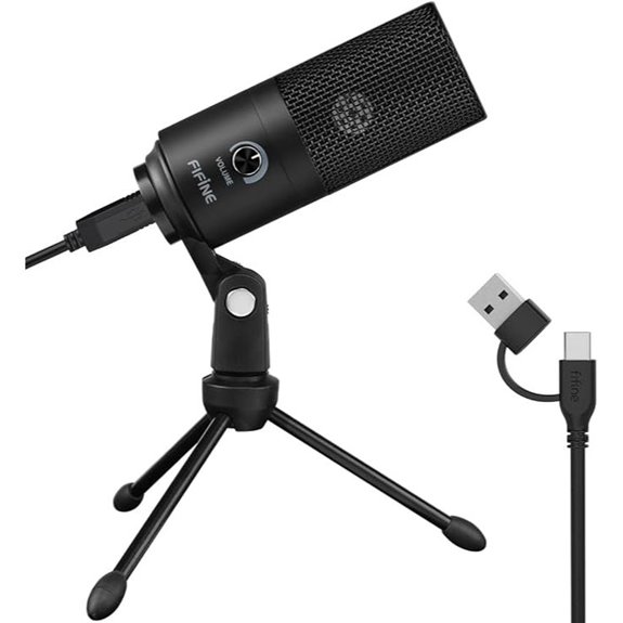 FIFINE USB Condenser Microphone for Streaming and Recording