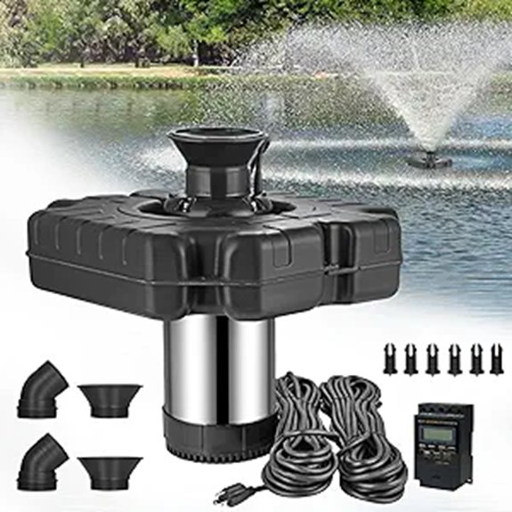 Floating Pond Fountain Pump with Timer and Nozzle