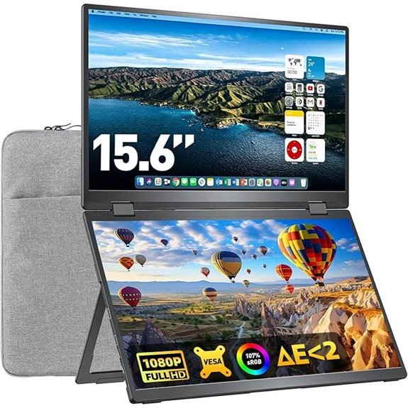Foldable 15.6 FHD Portable Dual Monitor with HDMI