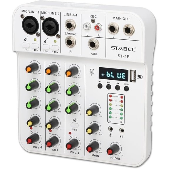 4-Channel Audio Mixer with USB & Bluetooth