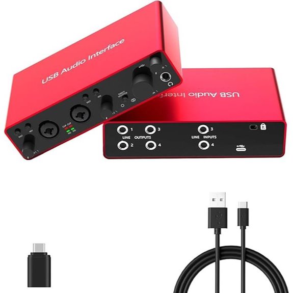 USB Audio Interface with 4 Outputs and Phantom Power