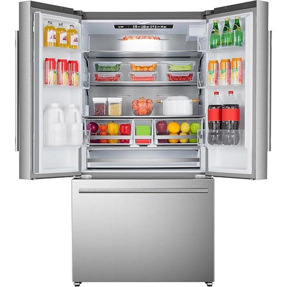 French Door Refrigerator with Ice Maker and LED Light