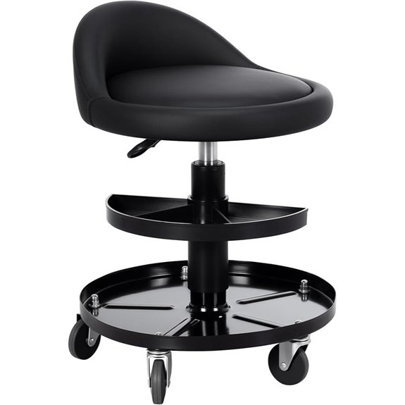 Frassie Rolling Garage Seat with Storage and Adjustments