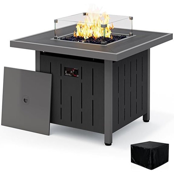SERWALL 33 Gas Fire Pit Table with Wind Guard