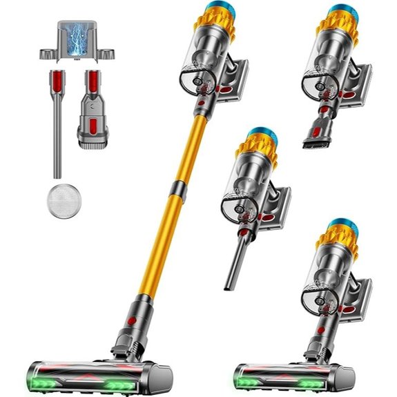 Cordless Vacuum Cleaner 70 Min Runtime Self-Standing Gold