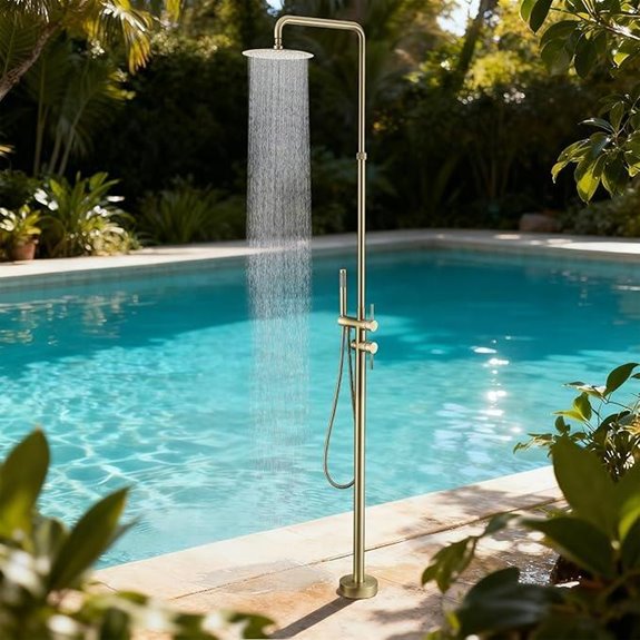 RBROHANT Freestanding Outdoor Shower Adjustable Gold