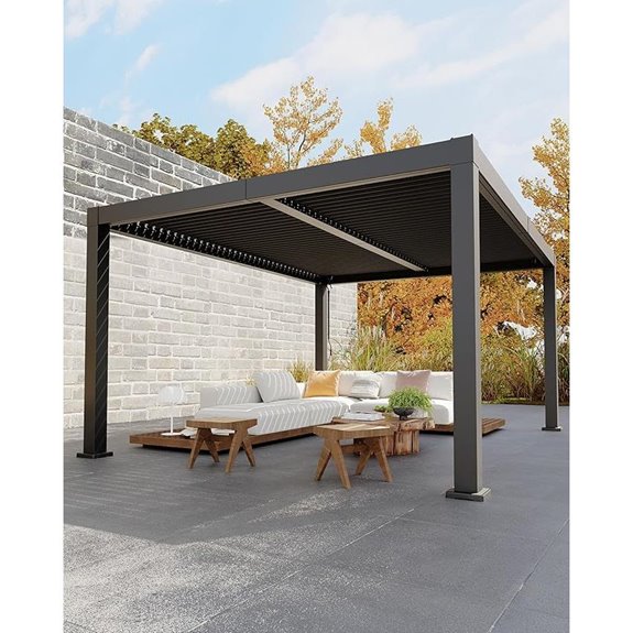 Garveelife Aluminum Louvered Pergola 12x16 ft Gray