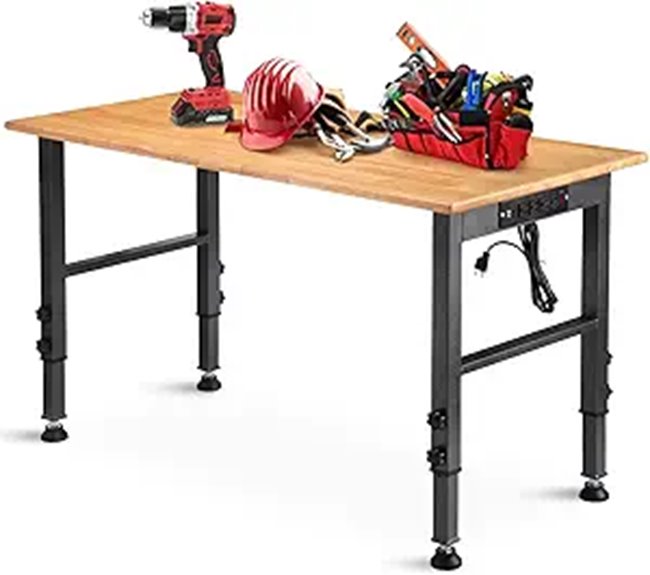 Adjustable Workbench with Power Outlet Heavy Duty