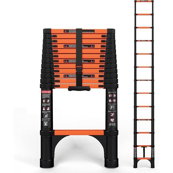 12.5 FT Telescoping Ladder Heavy Duty Aluminum