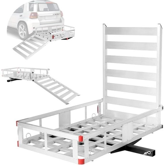 Heavy-Duty Hitch Cargo Carrier with Ramp and Rails