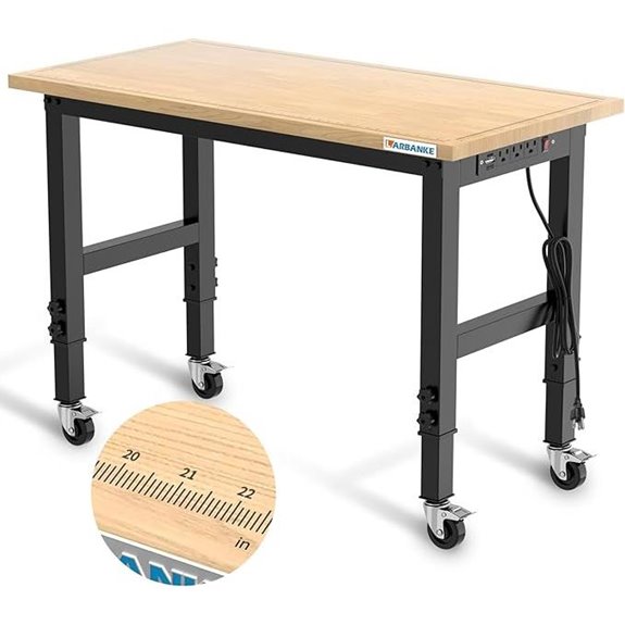 LARBANKE 48 Heavy-Duty Adjustable Workbench with Wheels