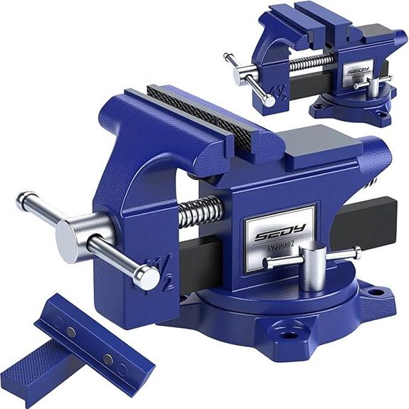 Heavy Duty 4.5-Inch Bench Vise with Swivel and Clamp