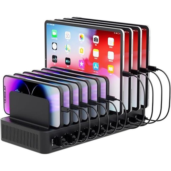 10-Port 60W USB Charging Station with Adjustable Dividers