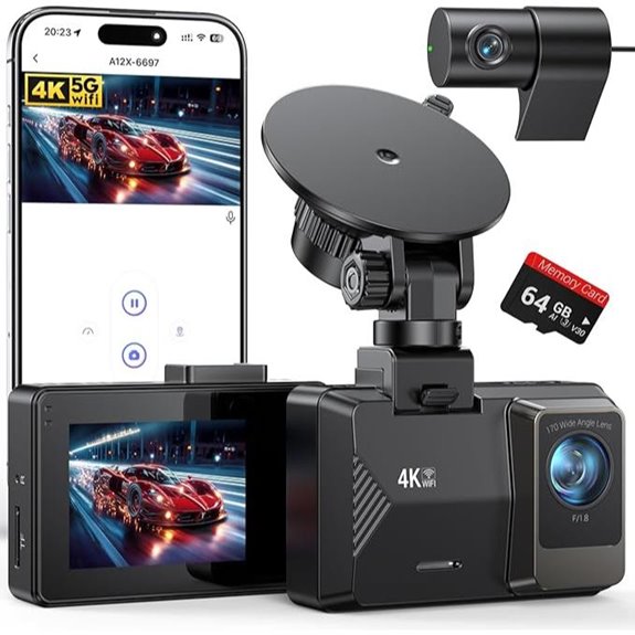 4K Dual Dash Cam with WiFi and Night Vision