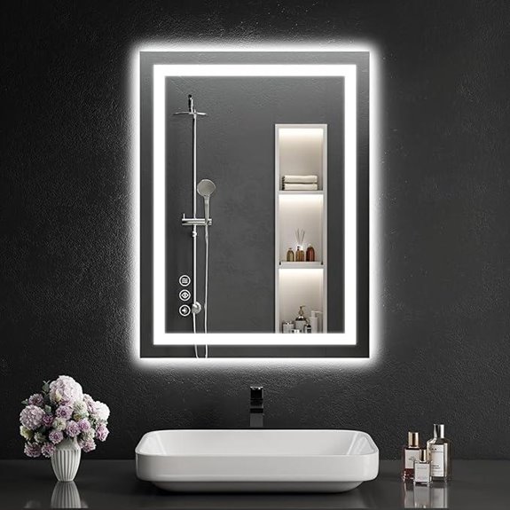 illuminated fog free bathroom mirror