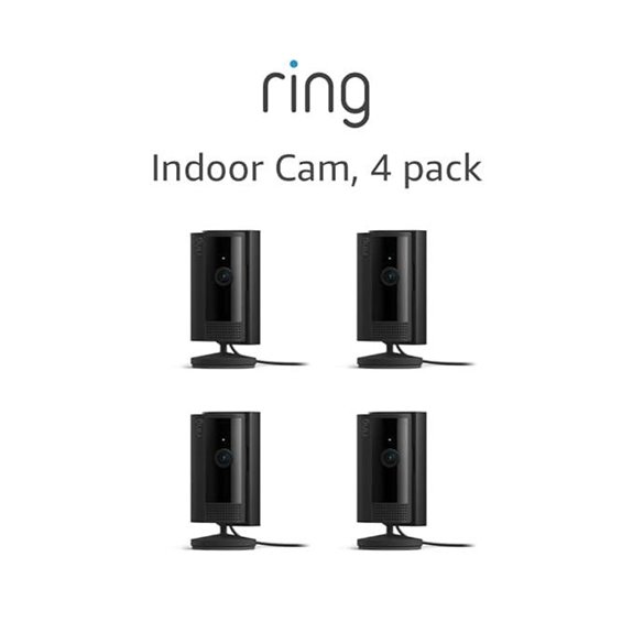 Ring Indoor Cam Home or business security in 1080p HD video 4-pack Black