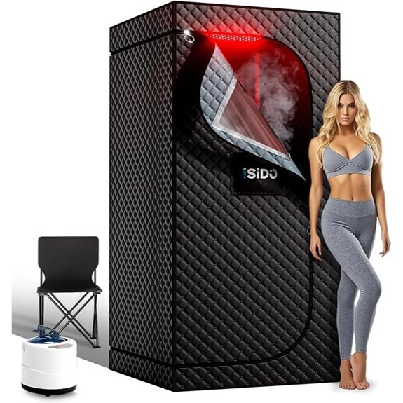 Infrared Steam Sauna with Light Therapy and Folding Chair