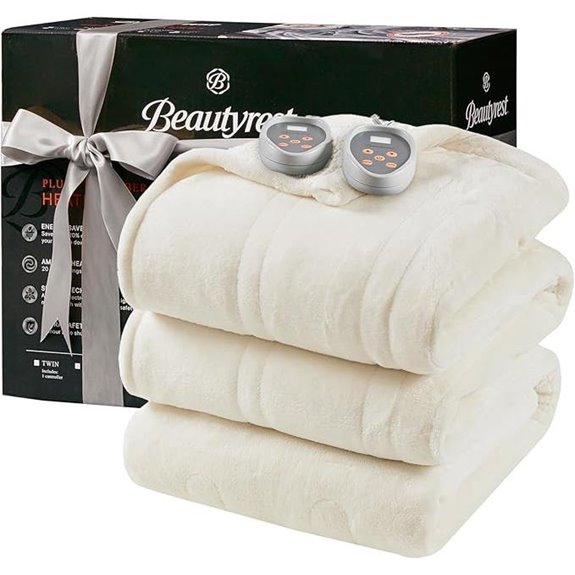 Beautyrest Heated Reversible Plush Blanket King Ivory