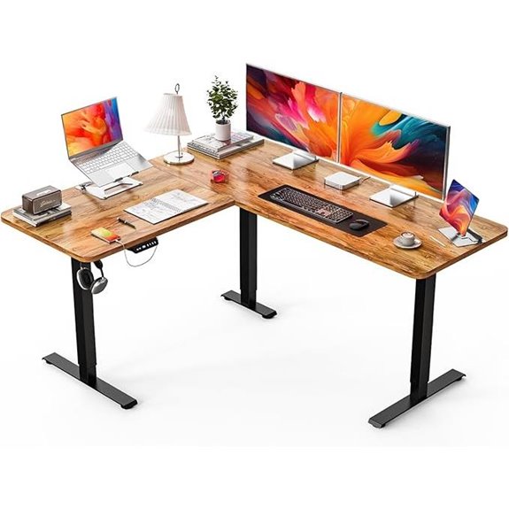 Kingant L-Shaped Standing Desk with Charging Station