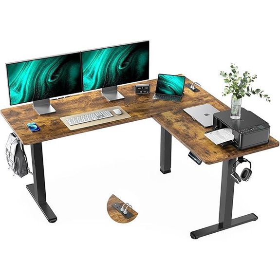 Marsail L-Shaped Electric Standing Desk with Outlets