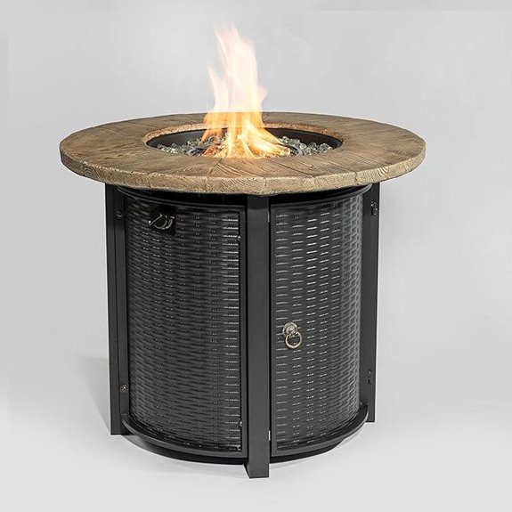 30-inch Concrete Gas Fire Pit with Lid