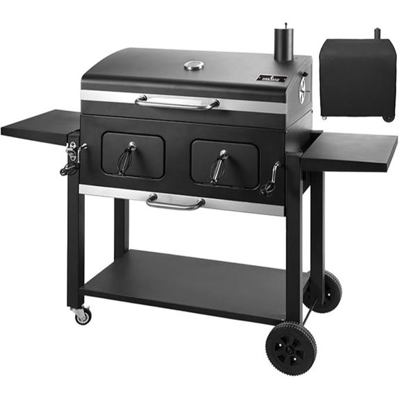 DNKMOR Large Charcoal BBQ Grill with Side Tables