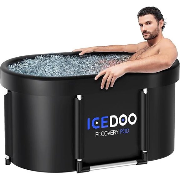 XL 139 Gal Foldable Oval Ice Bath Tub with Cover