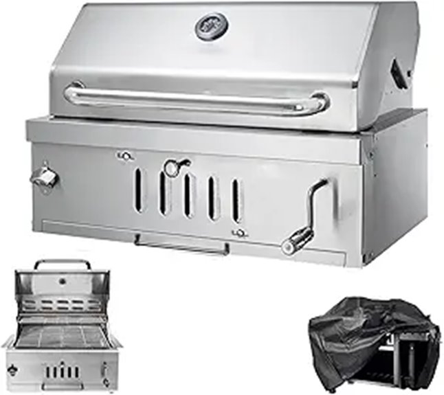 Large Charcoal BBQ Grill with Insulated Hood