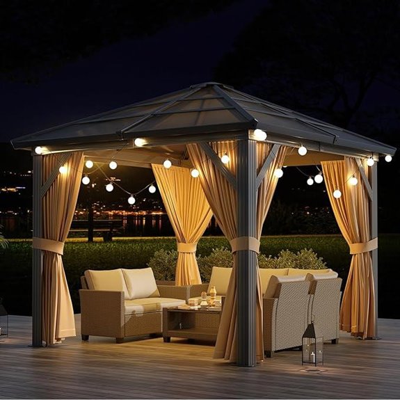 GAOMON 10x10ft Outdoor Gazebo with Curtains