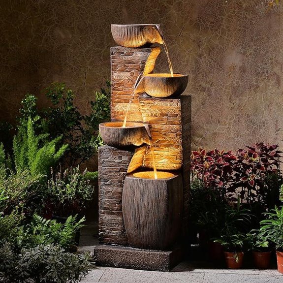 Outdoor Garden Water Fountain with LED Lights